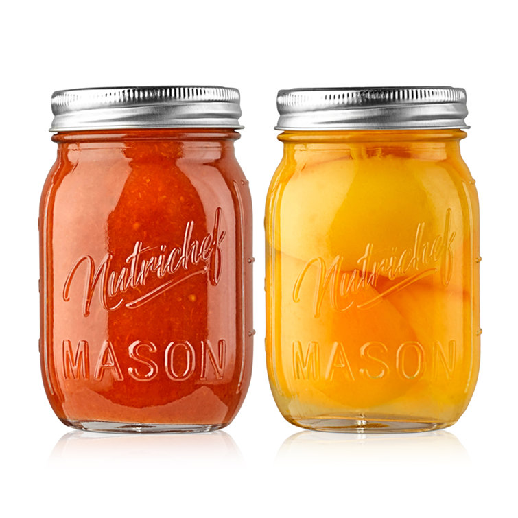16Oz Glass Jars with Regular Lids, Mason Jar with Airtight Lids, Clear Glass  Jar