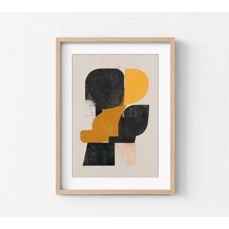 Reproduction d'aquarelle abstraite moderne (plusieurs tailles, options de cadre), 30" H x 40" W, Tan