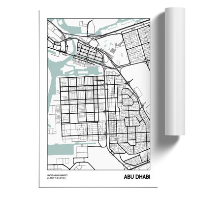 Map Abu Dhabi UAE - Frameless Print