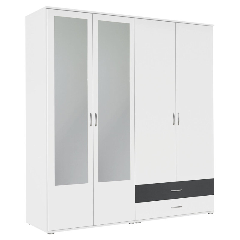 Ewert 4 Door Wardrobe, Alpine white and metallic grey