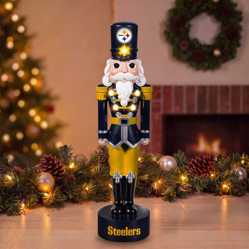 Casse-noisette lumineux DEL sous licence officielle NFL, 30 cm de hauteur, Steelers de Pittsburgh