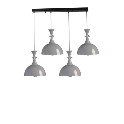 Lustre réglable moderne, structure en métal gris et noir, 23,6 po x 5,9 po x 1,2 po | Hauteur: 7,9 à 27,6 pouces | 4 x douilles E27 de 40 W maximum (ampoule non incluse) | Conception élégante pour la salle à manger et les espaces de vie, indice de protection IP20