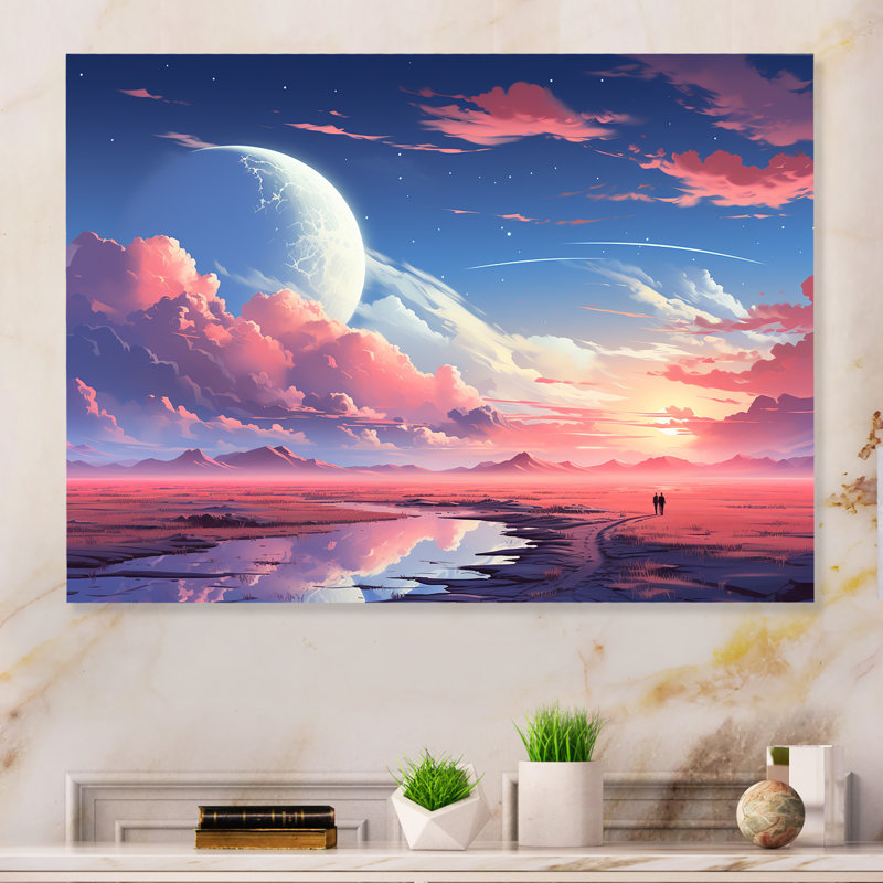 «Desert Twilight Traverse In Space II», art mural en métal, H 16 po x l 32 po x P 1 po