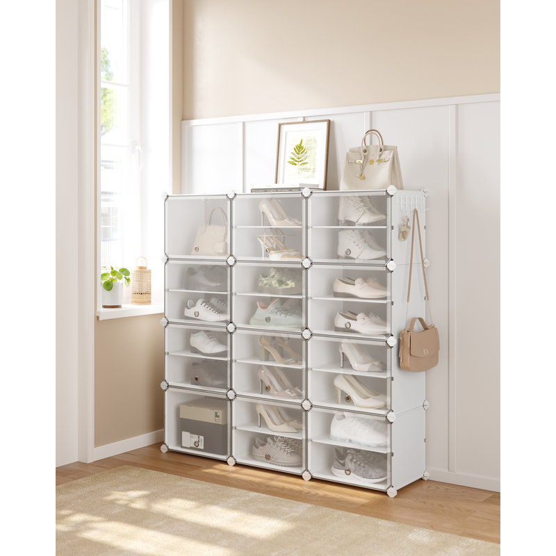 Stackable Shoe Storage, 94 cm H x 83 cm W x 32 cm D, White
