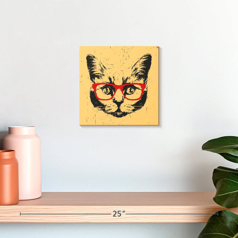 Brampt Cat With Glasses, 10" H x 10" W
