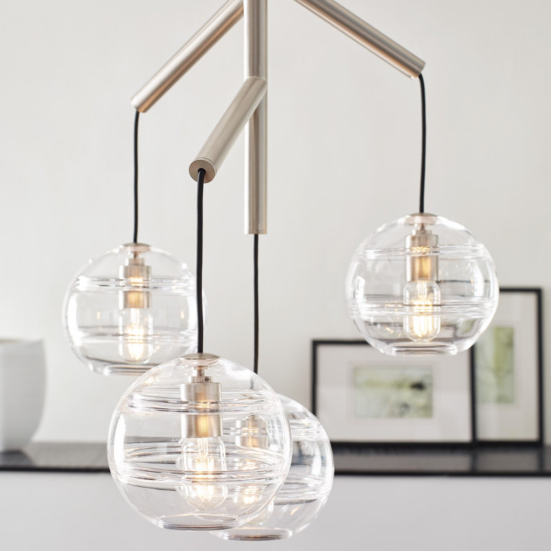 Sedona 4 - Light Pendant, Yes, Satin Nickel, Clear