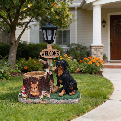 Statue de jardinière pour chien Heartfarming Rottweiler, parfaite pour la décoration extérieure et le charme du jardin