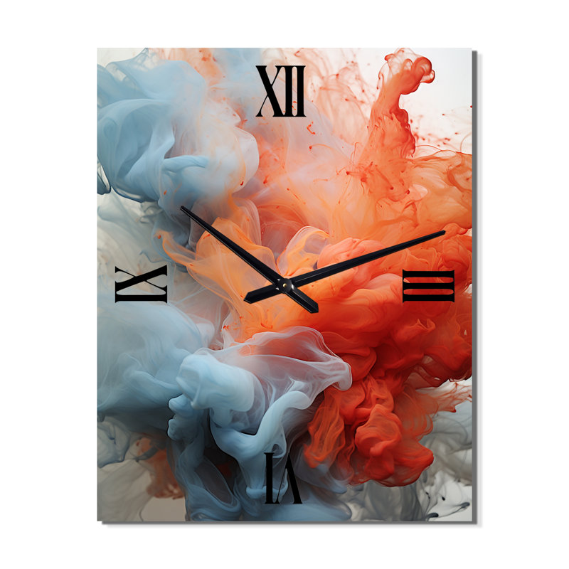 Horloge murale moderne à encre liquide Abstraction Blue I, Grand