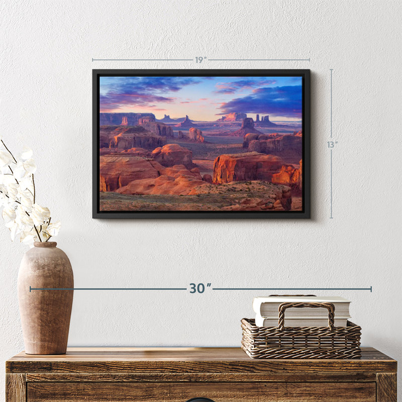 «Hunts Mesa Monument Valley Sunset Art mural», H 13 po x l 19 po