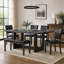 Ensemble de salle à manger 6 pièces avec banc, table de cuisine de style ferme moderne avec chaises et banc en similicuir, ensemble de salle à manger rectangulaire en bois avec piètement en forme de U, similicuir noir antique et brun foncé