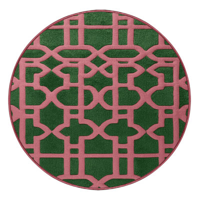 Machine Washable Trellis Pink Area Rug