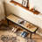 Modern Style Black Color Solid Oak Wood Dining Bench with Rattan Detail-111209773