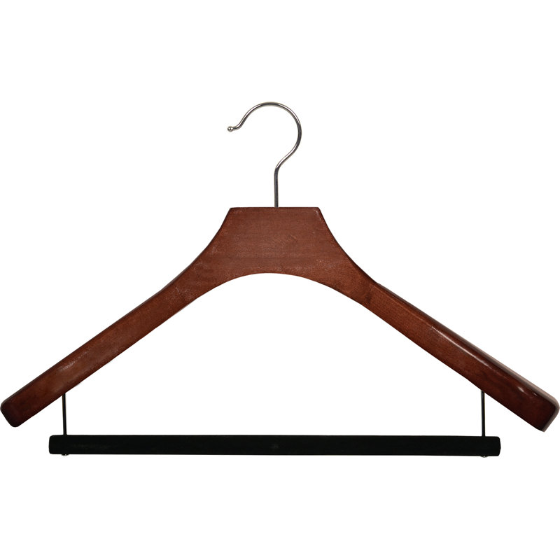 Cintre en bois antidérapant pour robe / chandail / chandail, Noyer / Chrome