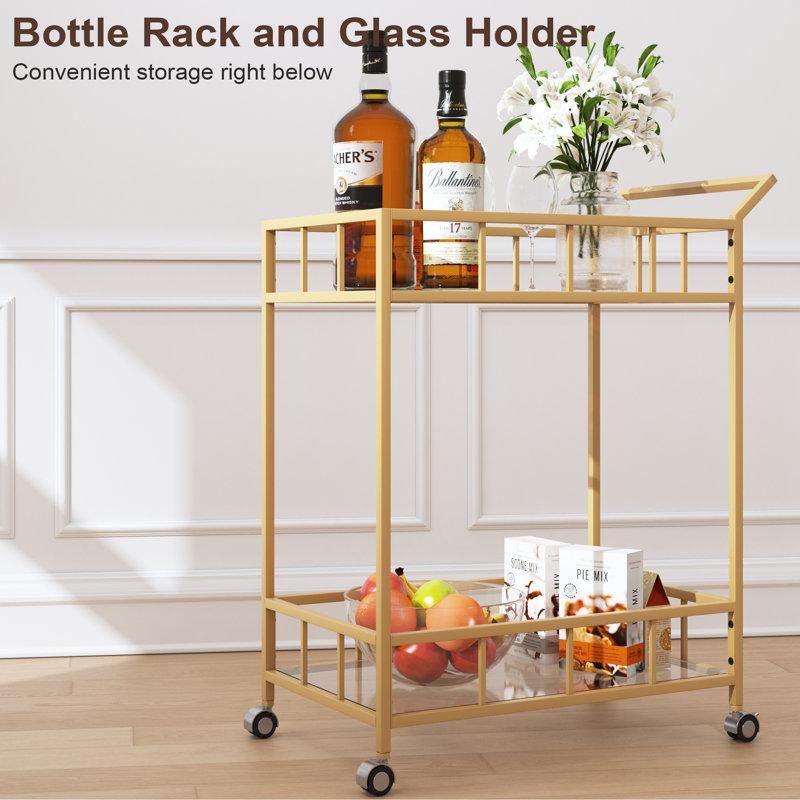 Chariot-bar roulant élégant: métal durable et verre de sécurité