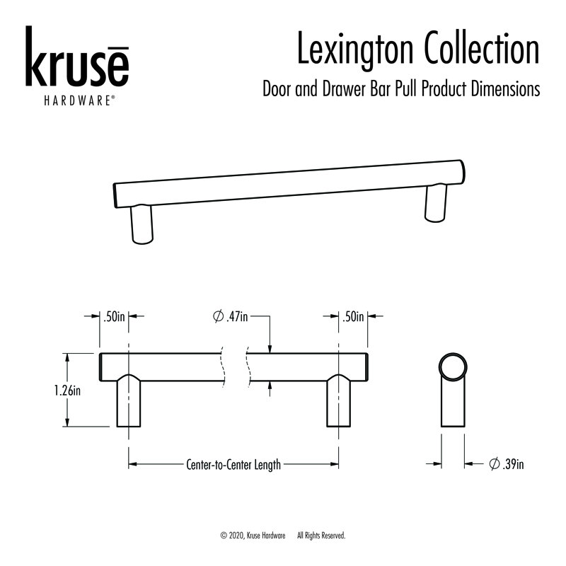 Poignée barre 6 po Lexington, Acier inoxydable poli, 6"