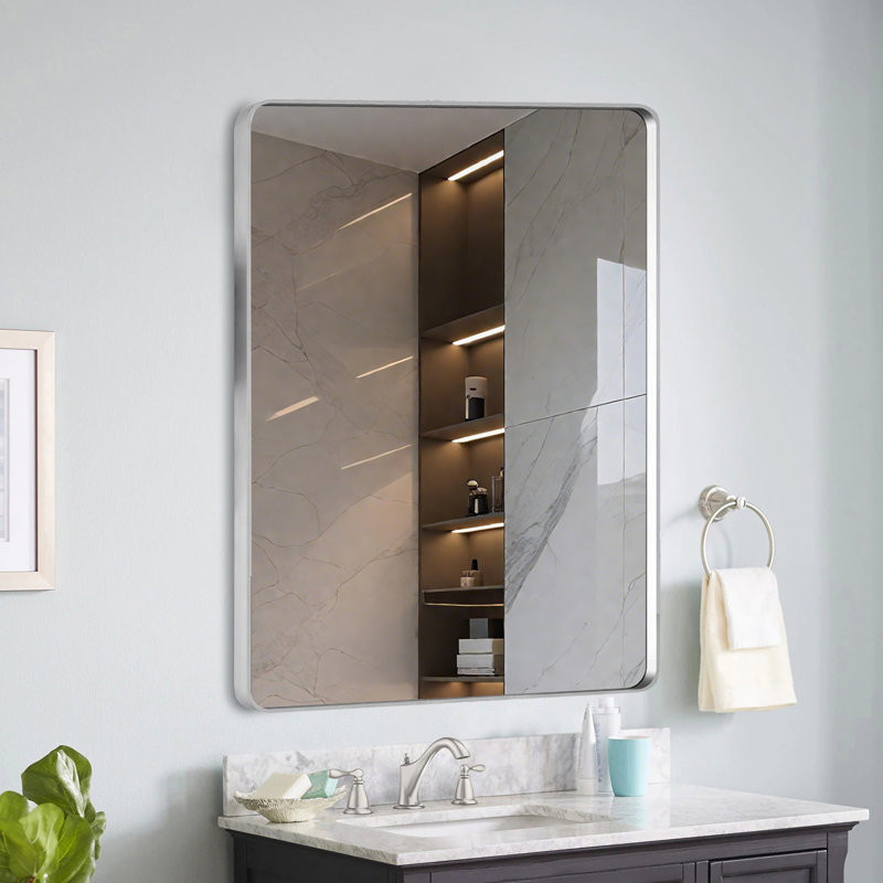 Aluminium Frame Bathroom Mirror, Silver, 36" x 30"