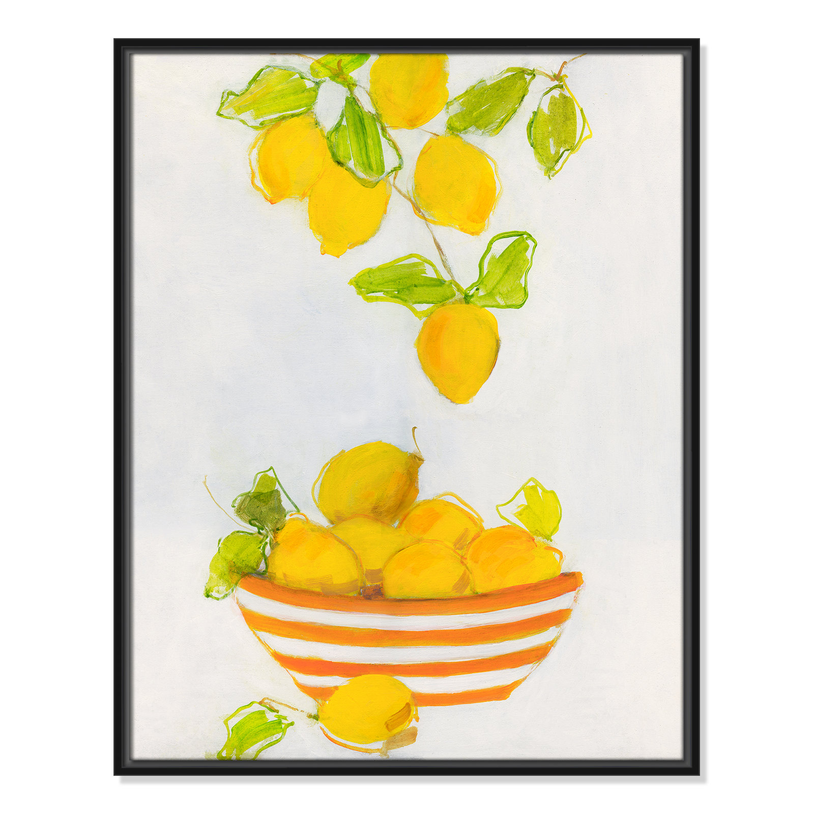 Darcy "Lemonlicious" Painting by Sally Swatland, 29.5" H x 23.5" W x 2" D, Black Framed Canvas