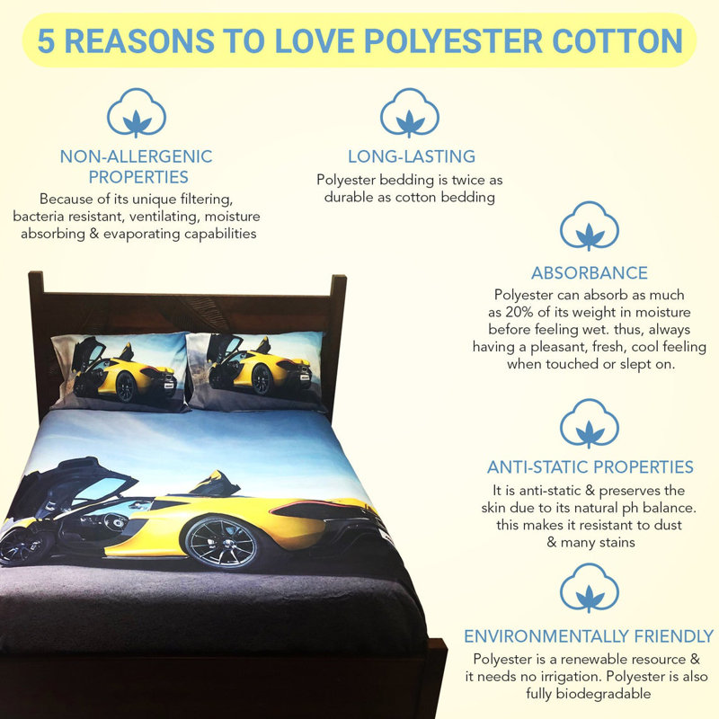 Car printed Bedsheet set 4 pc Full size
