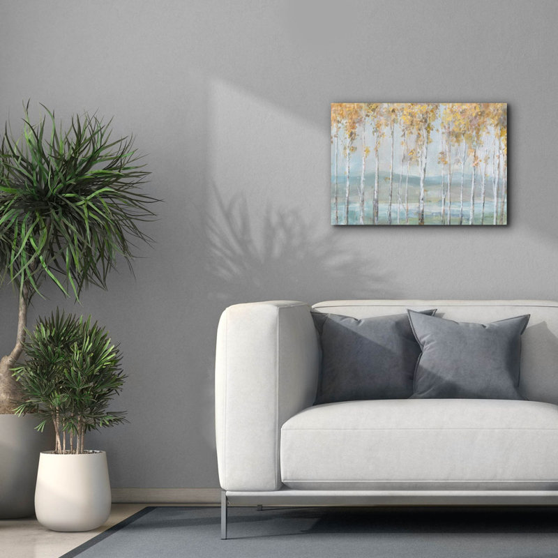 «Lakeview Birches» par Danhui Nai, art mural sur toile, H 18 po x l 26 po