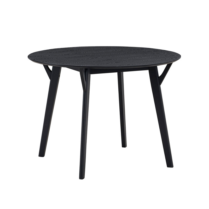 42.01 Inch Saving Place Wooden Dining Table, Modern Design Round Kitchen Table For 4 Persons, Black + Solid Wood + MDF Construction