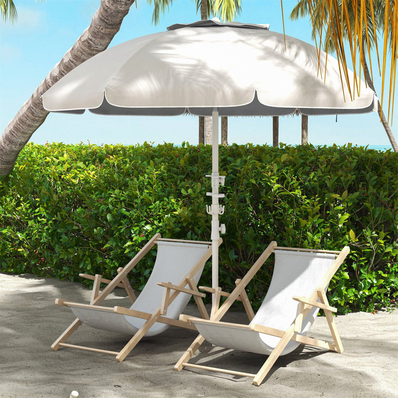 Parasol portatif avec plusieurs caractéristiques pour une protection ultime contre le soleil (sans base), Crème / blanc