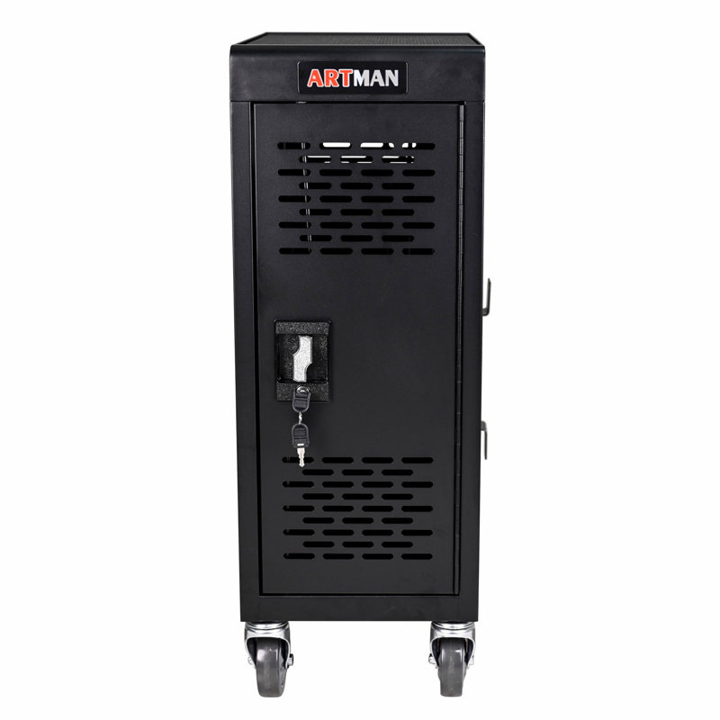 Classeur de bureau, armoire verrouillable amovible à 16 compartiments, Noir