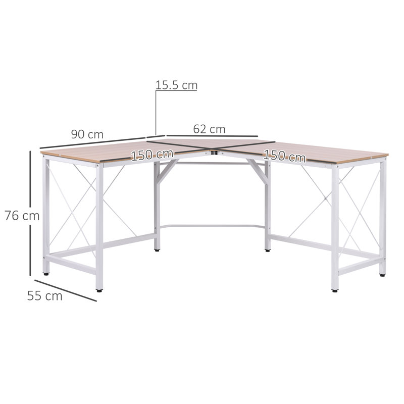 Dinges Corner Executive Desk, Oak/White