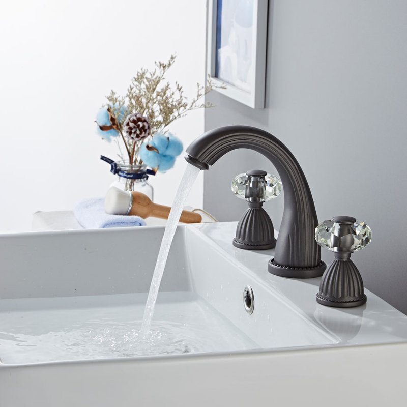 Widespread 2-handle Bathroom Faucet with Drain Assembly, Matte Black