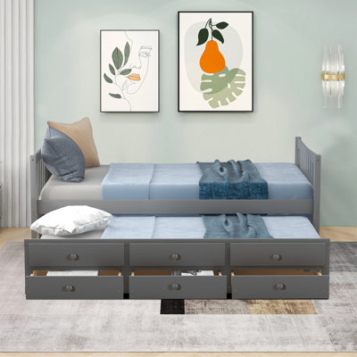 Jairo Twin Size Storage Daybed with Trundle, 3 Drawers