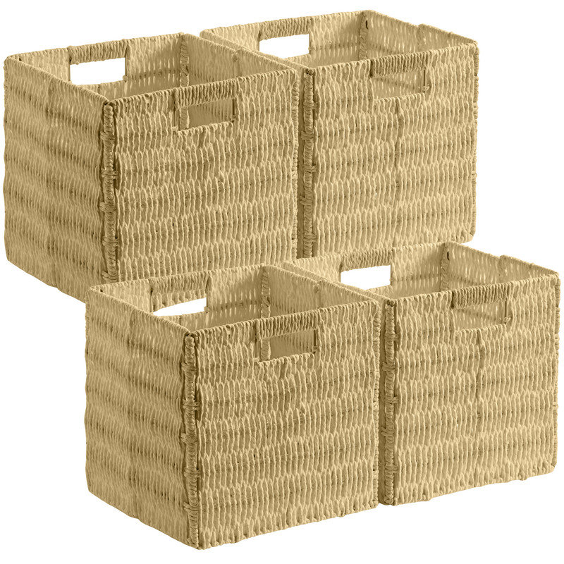 Ensemble de 4 paniers en osier, Tanné, H 10,5 po x l 10,5 po x P 10,5 po