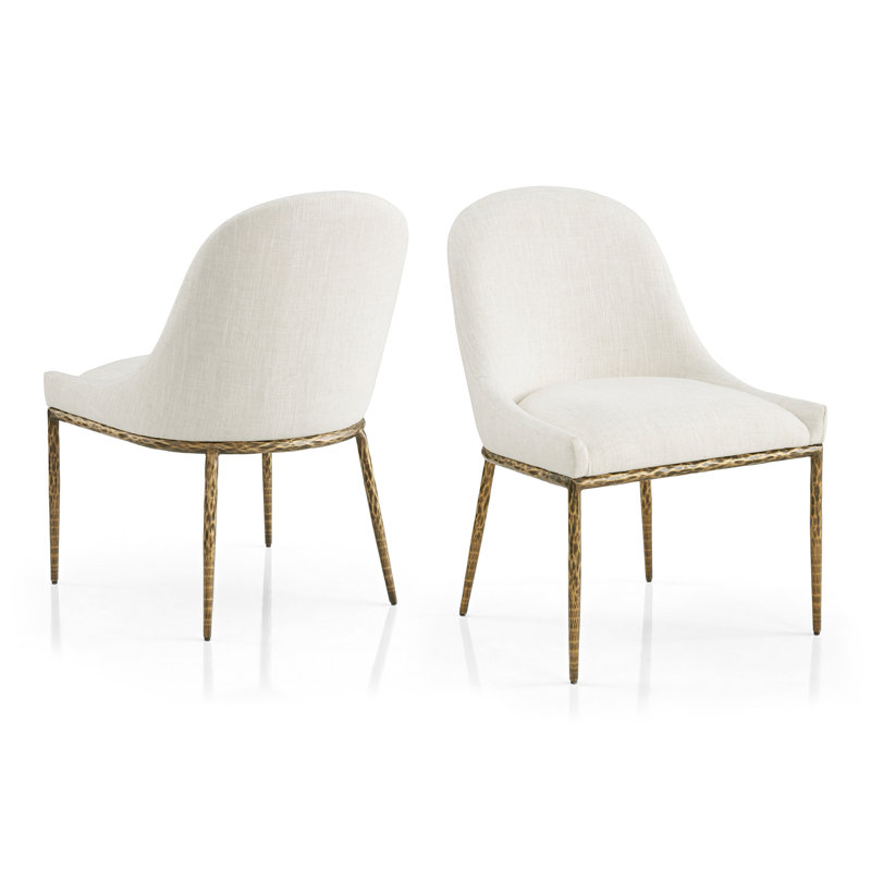 Chaise d'appoint rembourrée en métal martelé Lalia, Doré