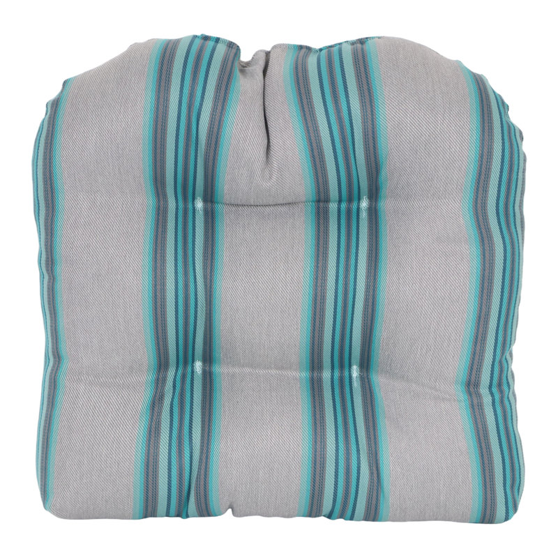 19-Inch Rounded Back Woven Olefin Outdoor Chair Cushions  (Set Of 4), Gray;Blue;Multi-Colored Striped