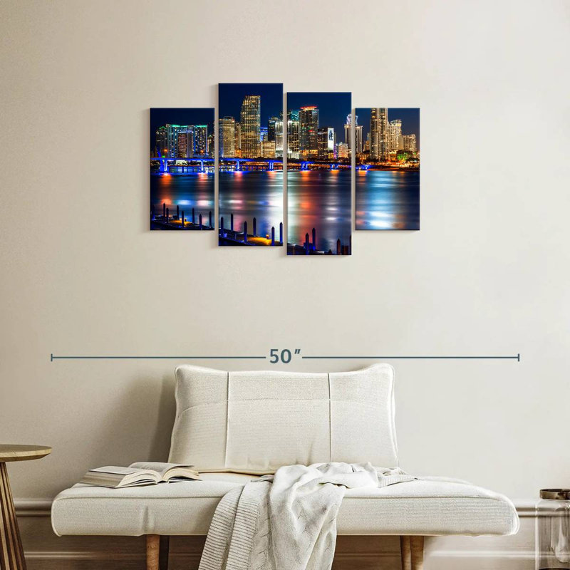 Sireci Luminous Miami Skyline, 22" H x 36" W
