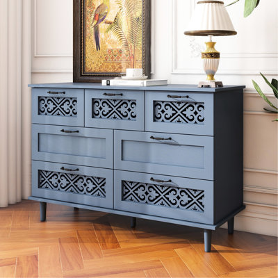 Blue 7 Cabinet With Attractive Decoration Bedroom Living Room Study 7 Drawer - Color