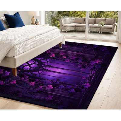 Tapis gothique à motifs floraux de roses violettes, style victorien vintage, antidérapant, décoration intérieure design pour salon, chambre, entrée, cuisine, balcon, appartement