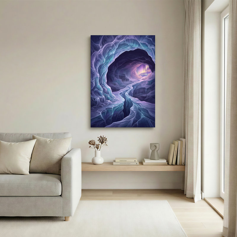 Art mural sur toile Mystical Ice Cave Tunnel, H 48 po x l 32 po