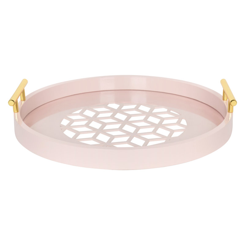 Magalia Wood Tray, Pink, Gold