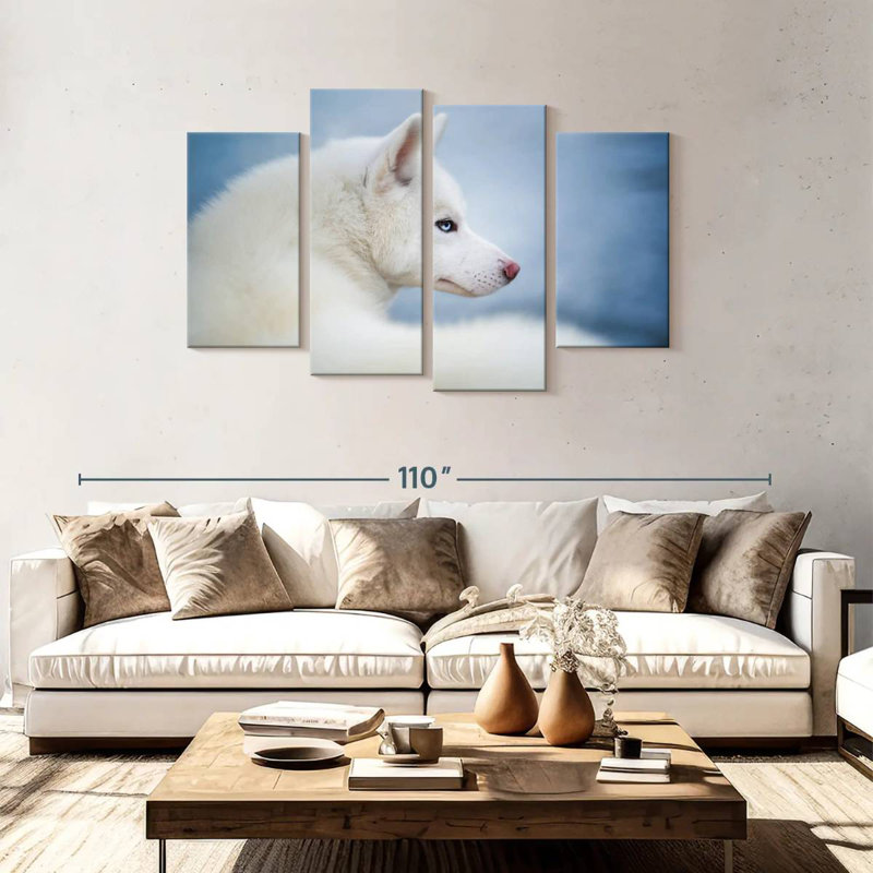 «Husky blanc pur» Brampt, 4 pièces