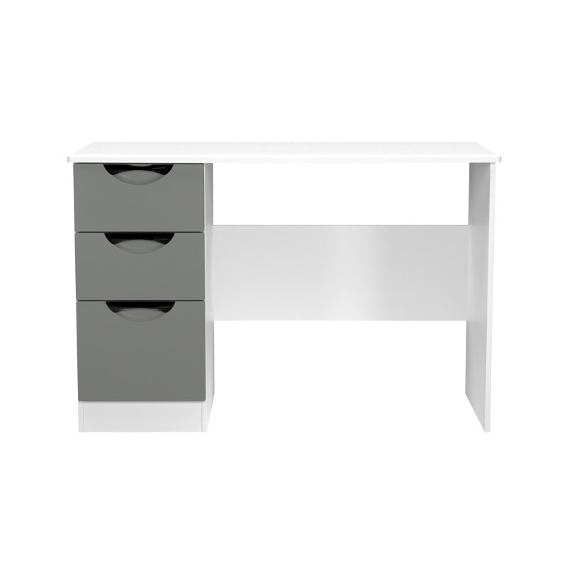 Bhodhini 3 Drawer Desk  (Ready Assembled), Dusk Grey/White