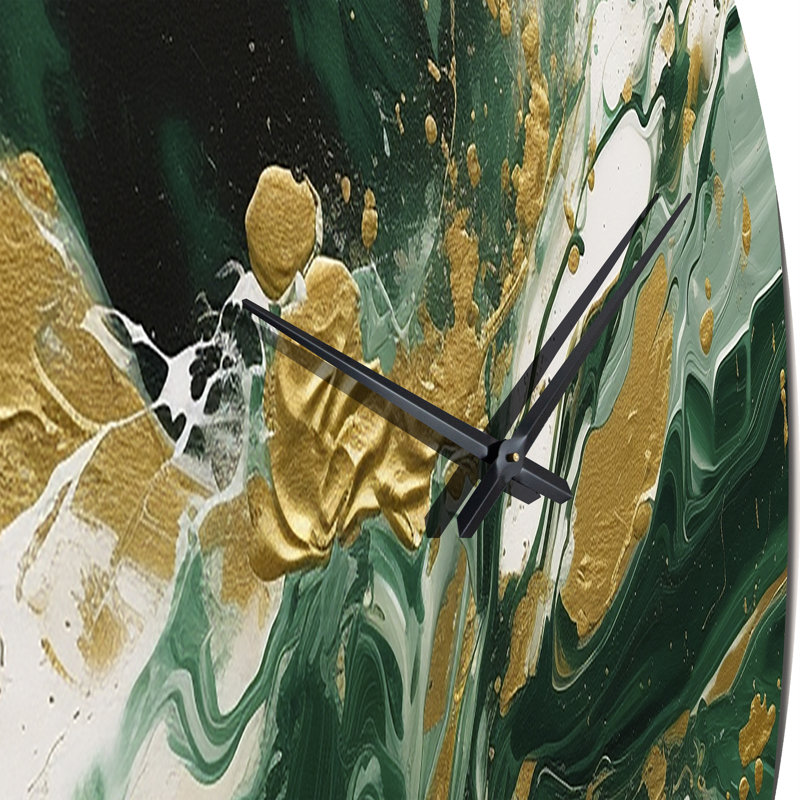 Horloge murale verte et dorée Magic I, Très grand
