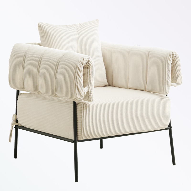 Chaise d'appoint en velours avec coussin moelleux, Beige