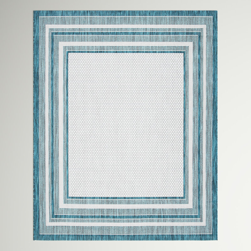 Tapis tissé à la machine Chapa, Ivory/Teal, Rectangle 5 pi 3 po x 7 pi 7 po