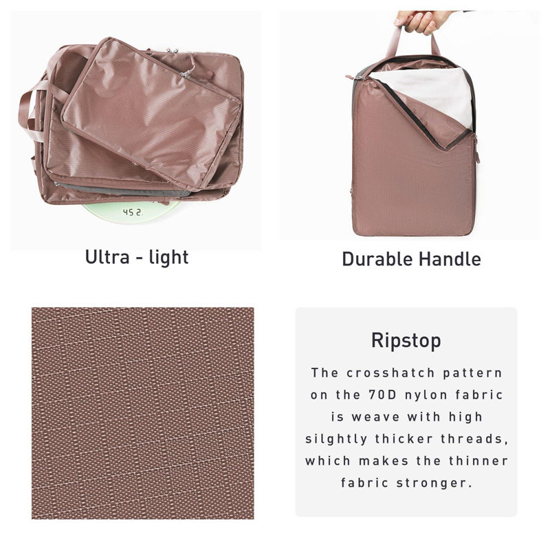 Ultralight Packing Cubes 7 Set, 3 Compression Packing Cubes 3 Packing Organizers With 1 Shoe Bag