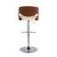 Tabouret de bar pivotant réglable avec dossier en noyer et siège en similicuir crème (paquet de 3)-886521407