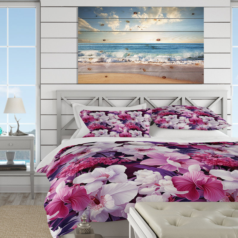 Literie Orchid Dreams, Housse de couette pour grand lit et 2 taies décor