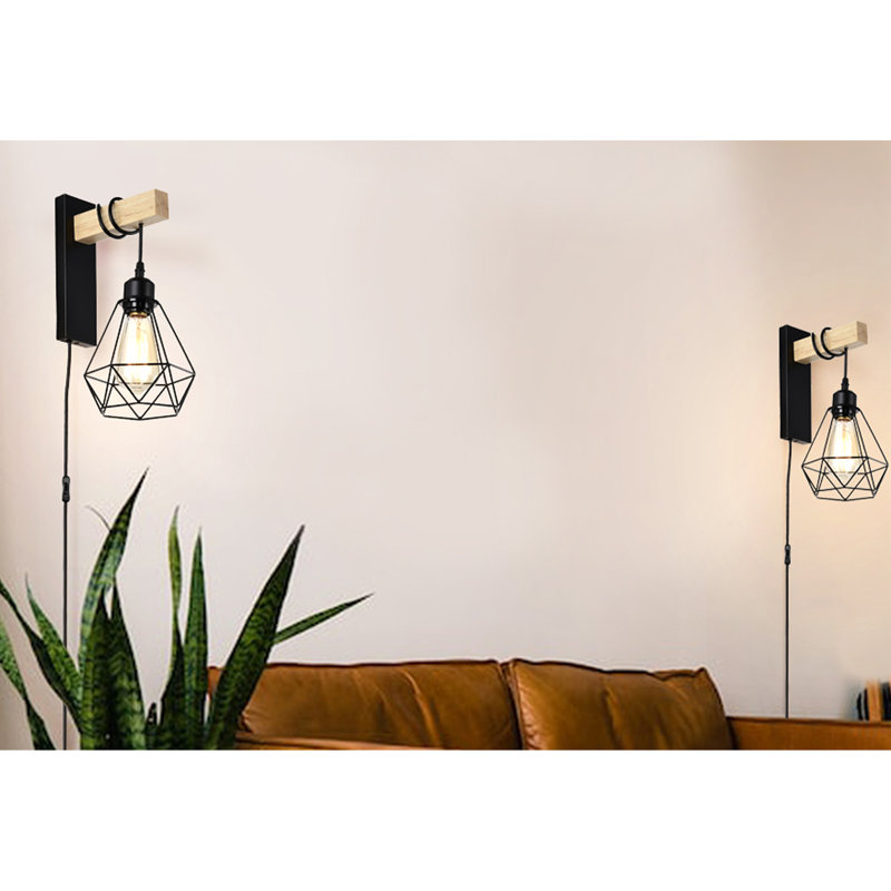 2 lumières murales noires enfichables, Noir mat, Noir, noir, noir, noir, H 6,3 po x l 6,3 po x P 8,58 po