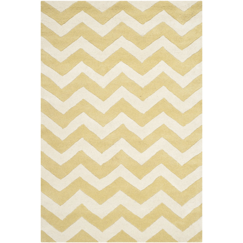 Saunderstown Chevron Wool Hand Woven Area Rug, Rectangle 122 x 183 cm