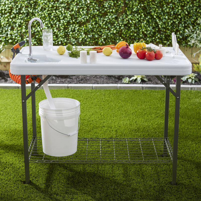 Deluxe Outdoor Fish & Game Cleaning Station with Faucet and Shelf, 49"