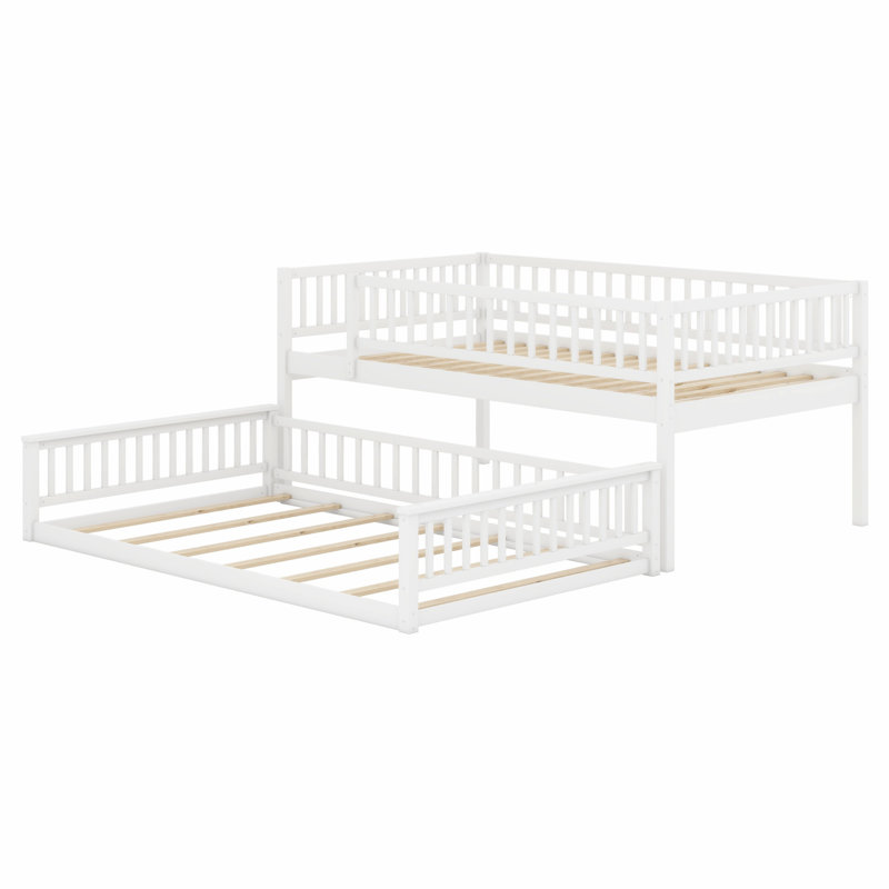 Modern Bunk Bed with Convenient Ladder and Safety Guardrails, White
