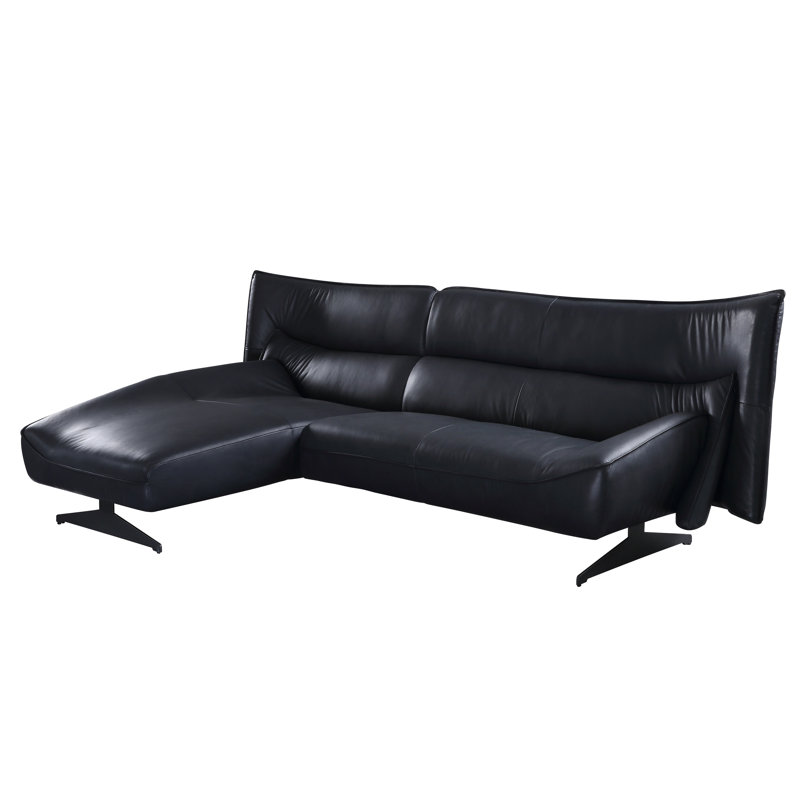 Crystin Dark Grey Armless Sectional Sofa With Metal Sled Base